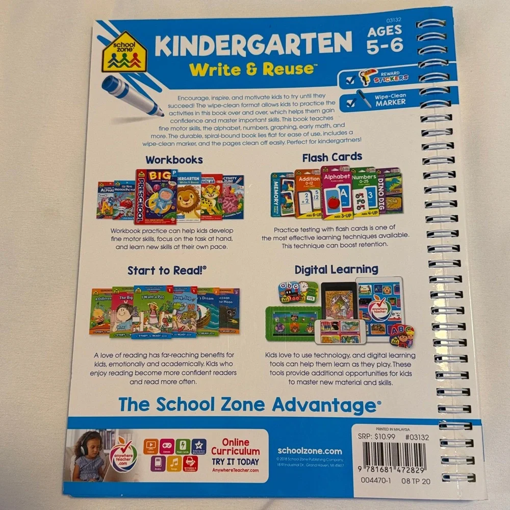 Kindergarten Write & Reuse Activity Book NWOT
